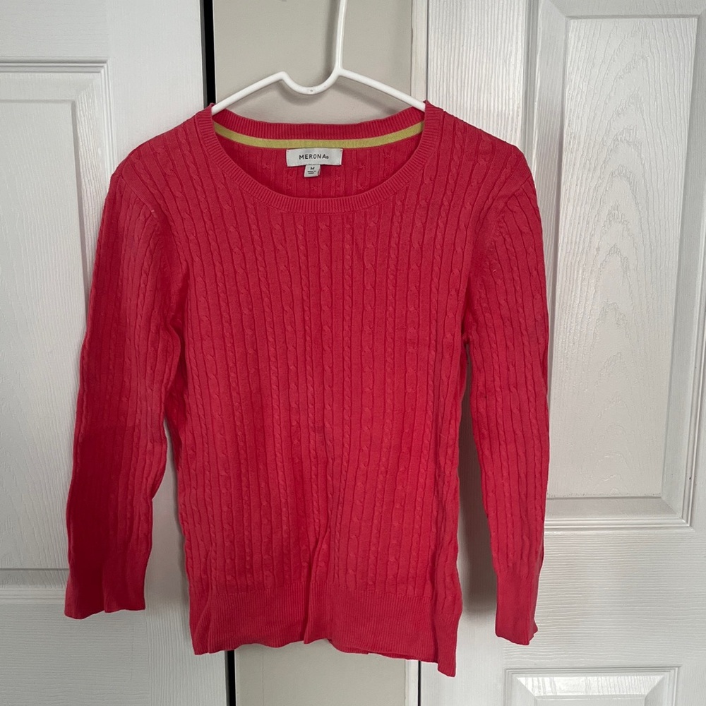 Merona Vibrant Pink Crew Neck Sweater